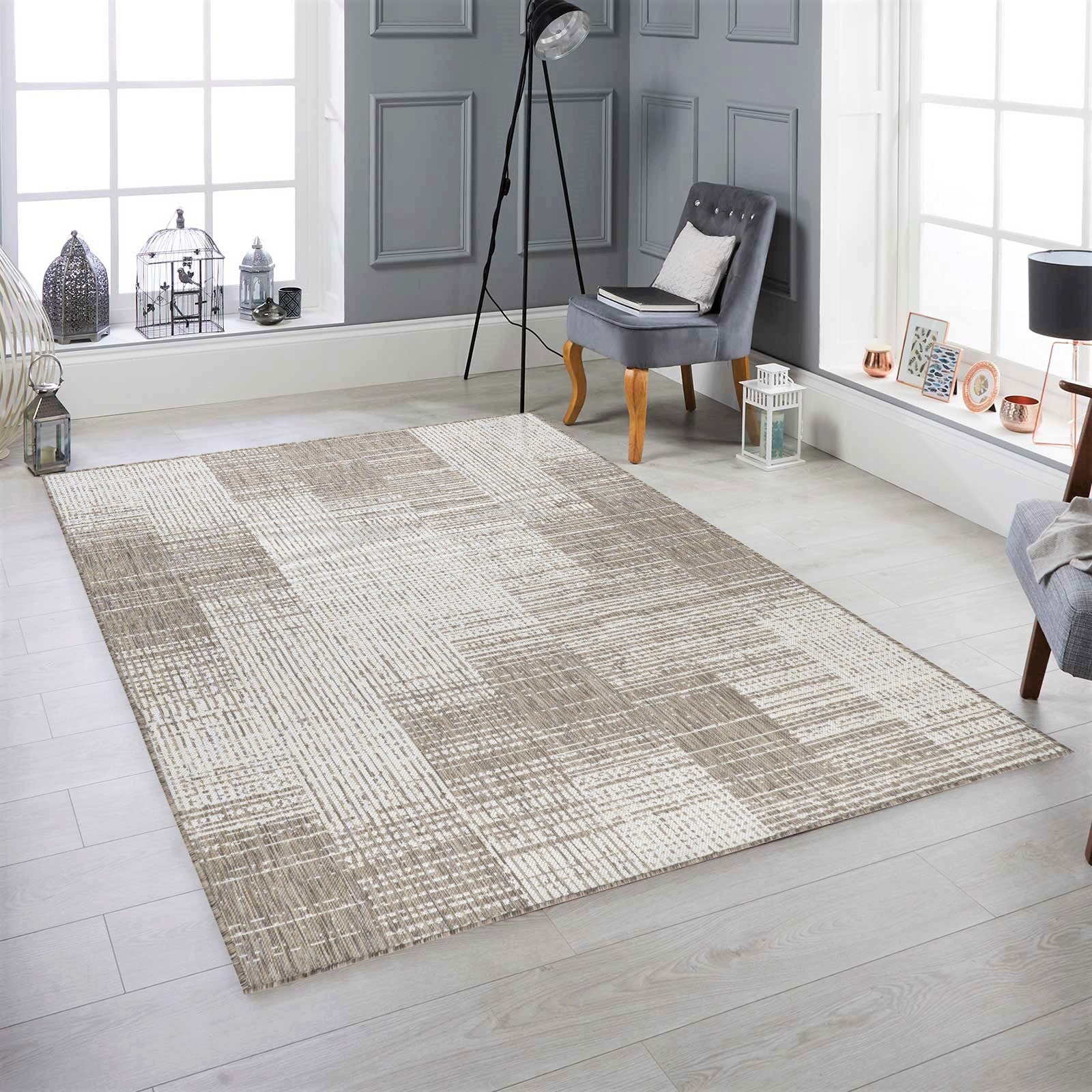 Revere Sand Ivory Striped Distressed Indoor/Outdoor Rug