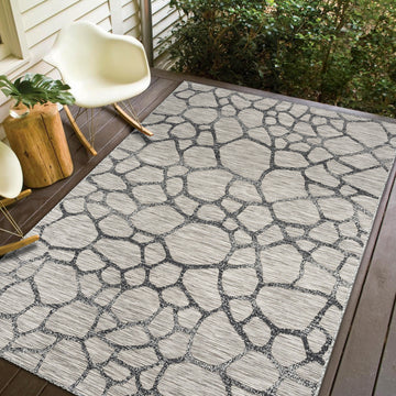 MILDRED Mesh Modern Grey Light Grey Indoor Outdoor Rug