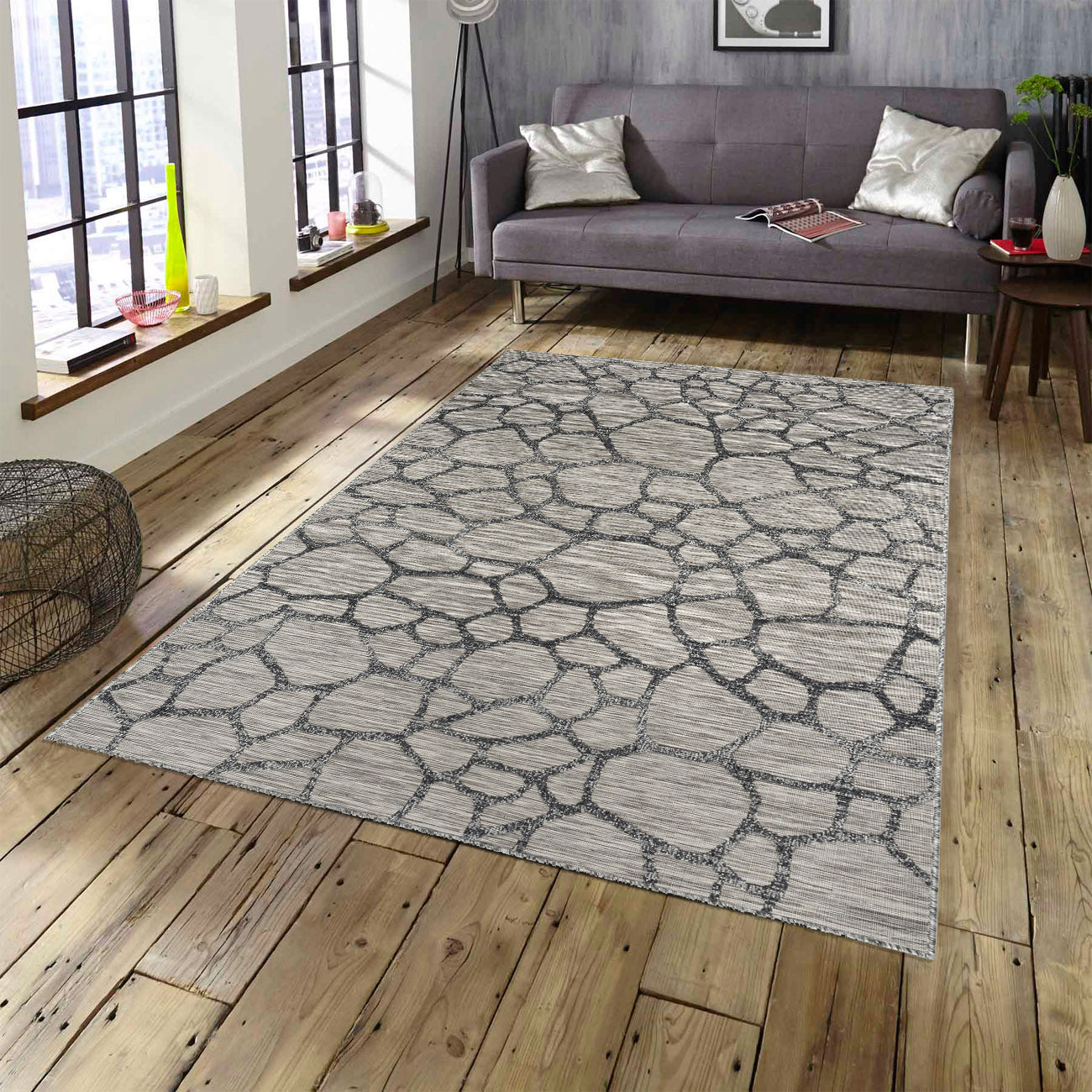 Easy Rugs Mesh Modern Grey Light Grey Indoor Outdoor Rug