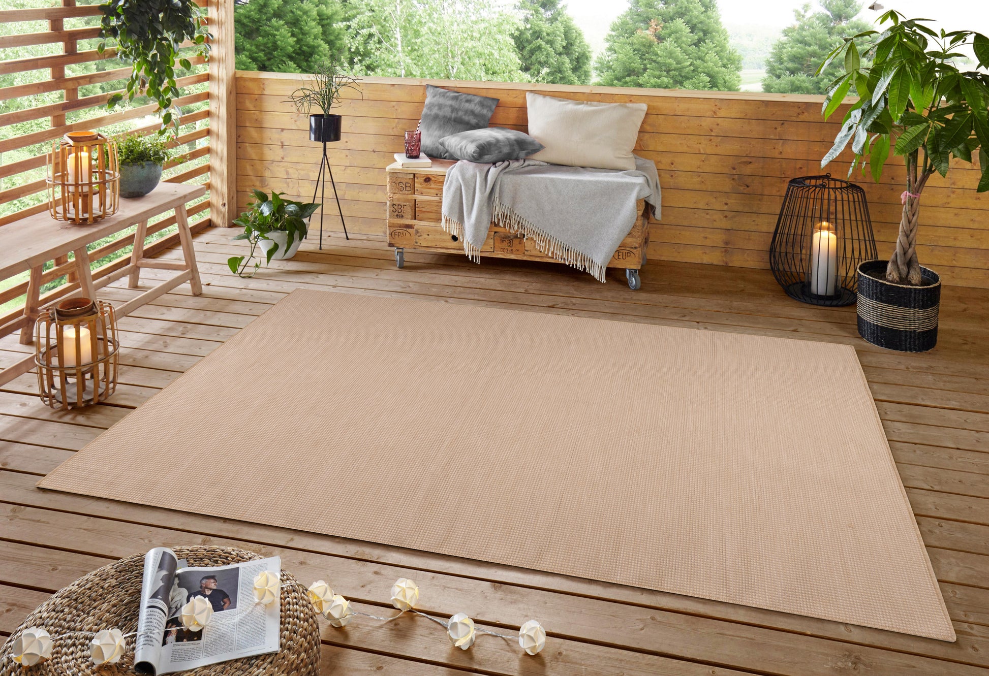 Quick Dry Solid Natural Beige Indoor/Outdoor Rug