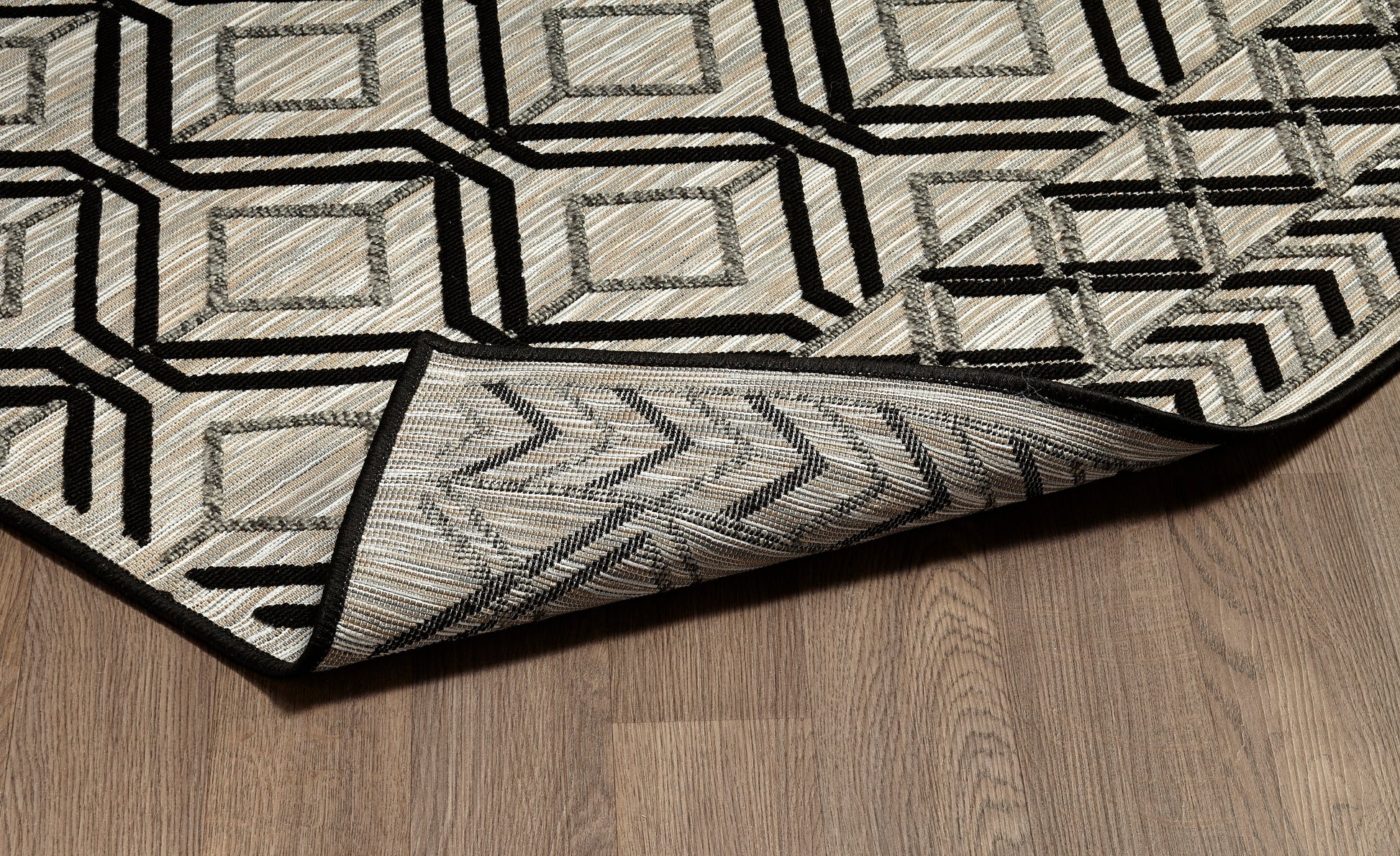 Easy Rugs Westwood Trellis Geometric Black Grey Indoor Outdoor Rug