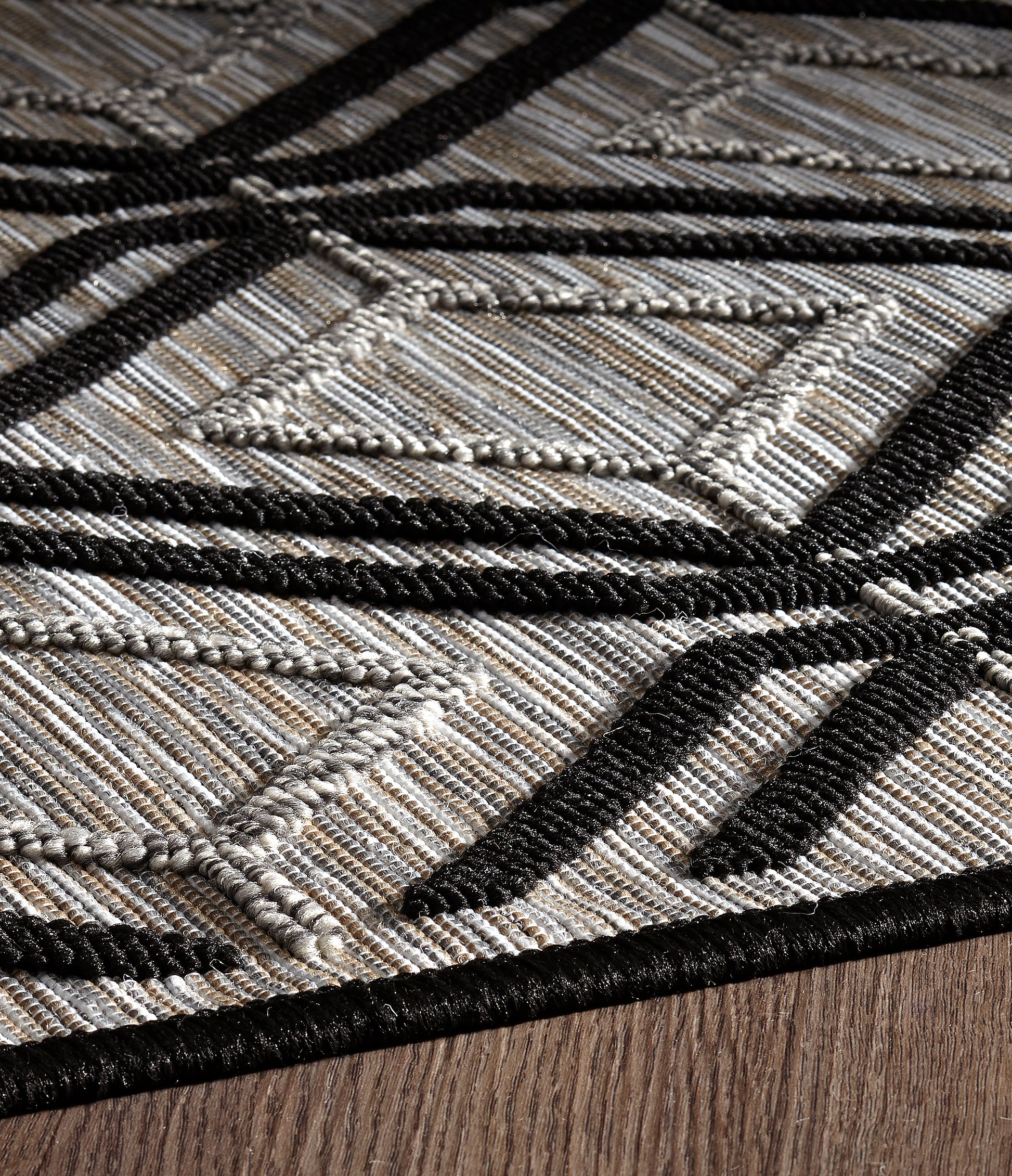 Easy Rugs Westwood Trellis Geometric Black Grey Indoor Outdoor Rug