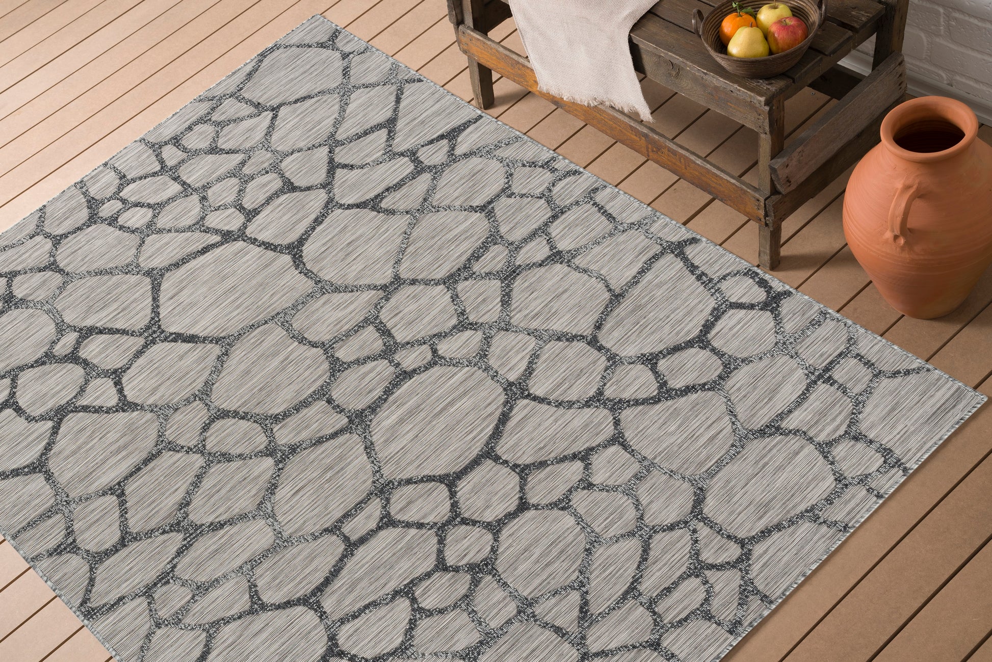 Easy Rugs Mesh Modern Grey Light Grey Indoor Outdoor Rug