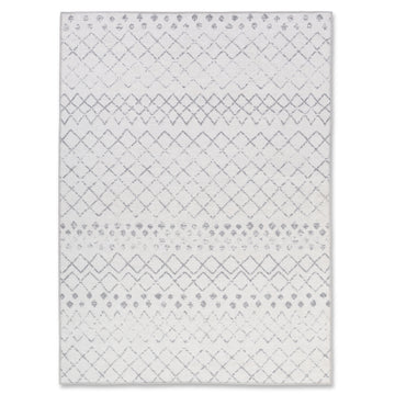 SELENE Spill-Proof Machine Washable Grey White Tribal Rug