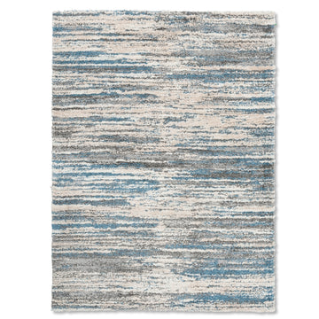 Premium Shag Indoor Ivory Grey Blue Area Rug