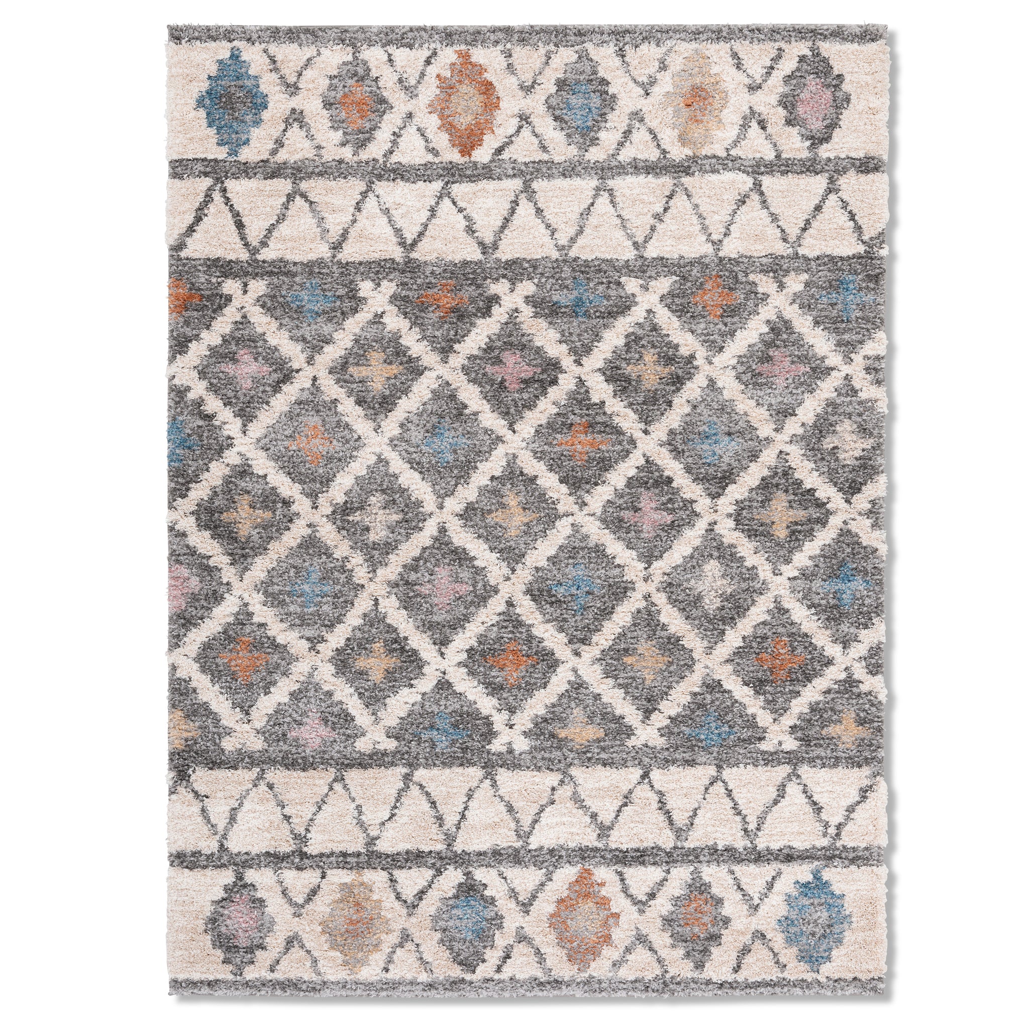 Premium Shag Indoor Ivory Grey Multi Area Rug