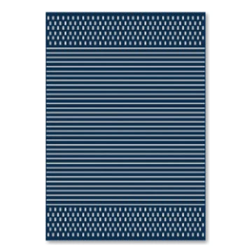 Havana Modern Navy Blue Weiss Geometric Patio Outdoor Rug