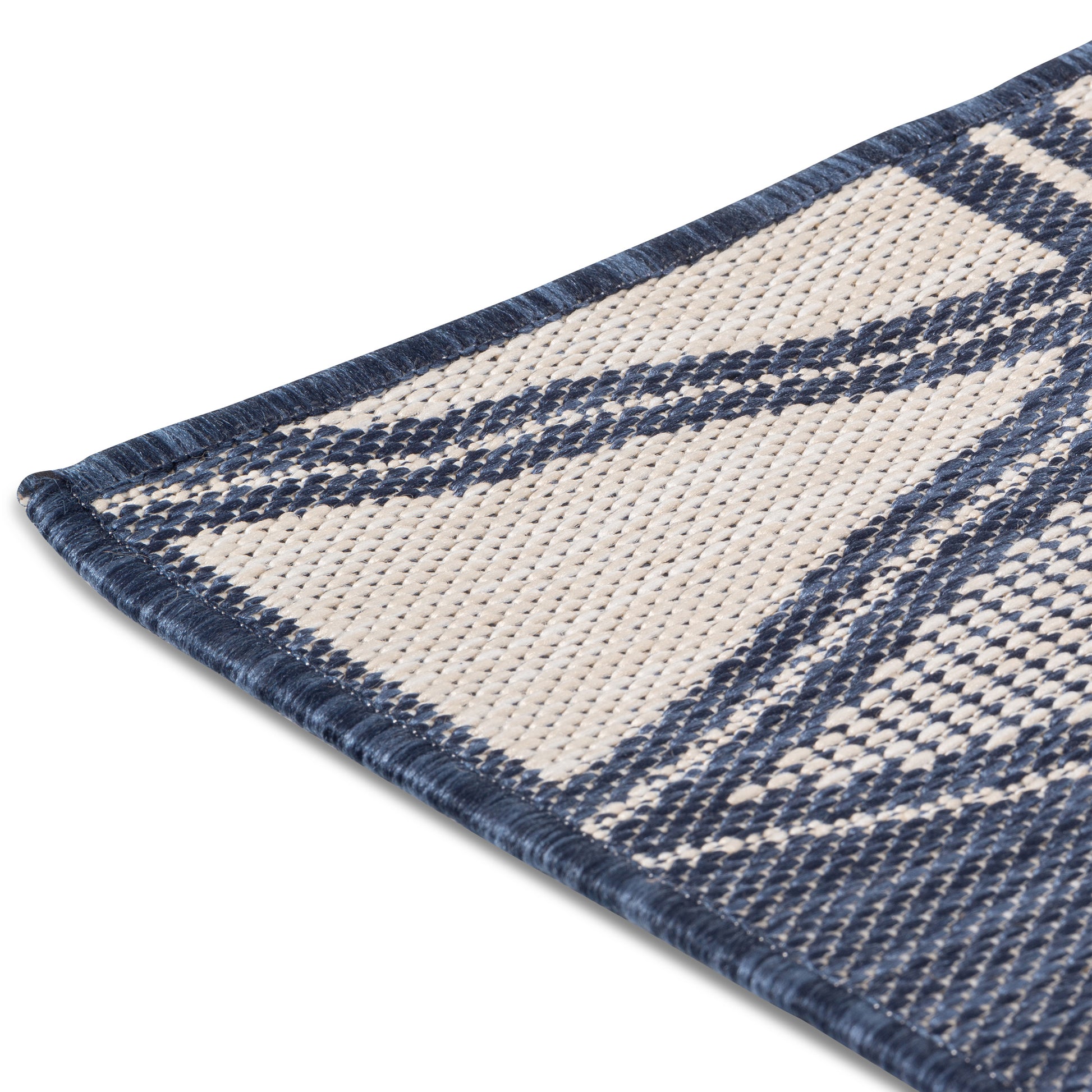 Easy Rugs Havana Modern Navy Blue Weiss Diamond Patio Outdoor Rug