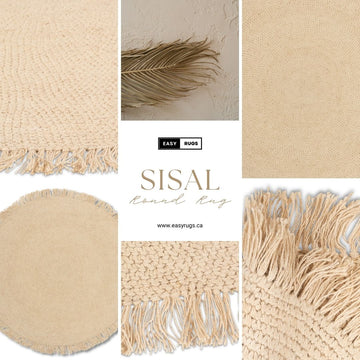 Easy Rugs Sisal 100% Hand-Braided Jute Round Rug with Tassels