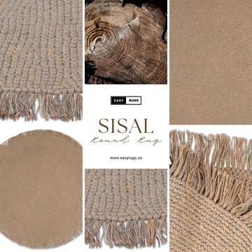 Easy Rugs Sisal 100% Hand-Braided Jute Round Rug with Tassels