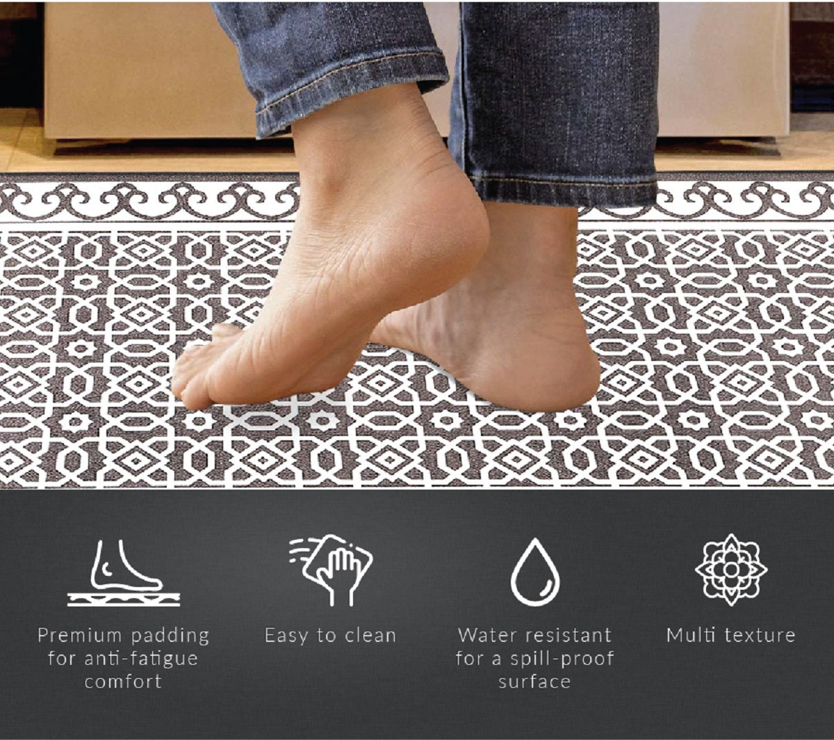 Eva Anti-Fatigue Waterproof Aztec Comfort Kitchen Mat