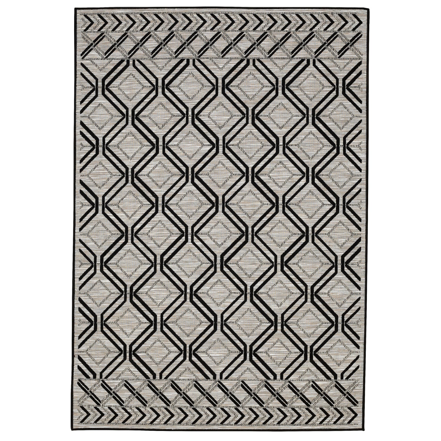 Easy Rugs Westwood Trellis Geometric Black Grey Indoor Outdoor Rug